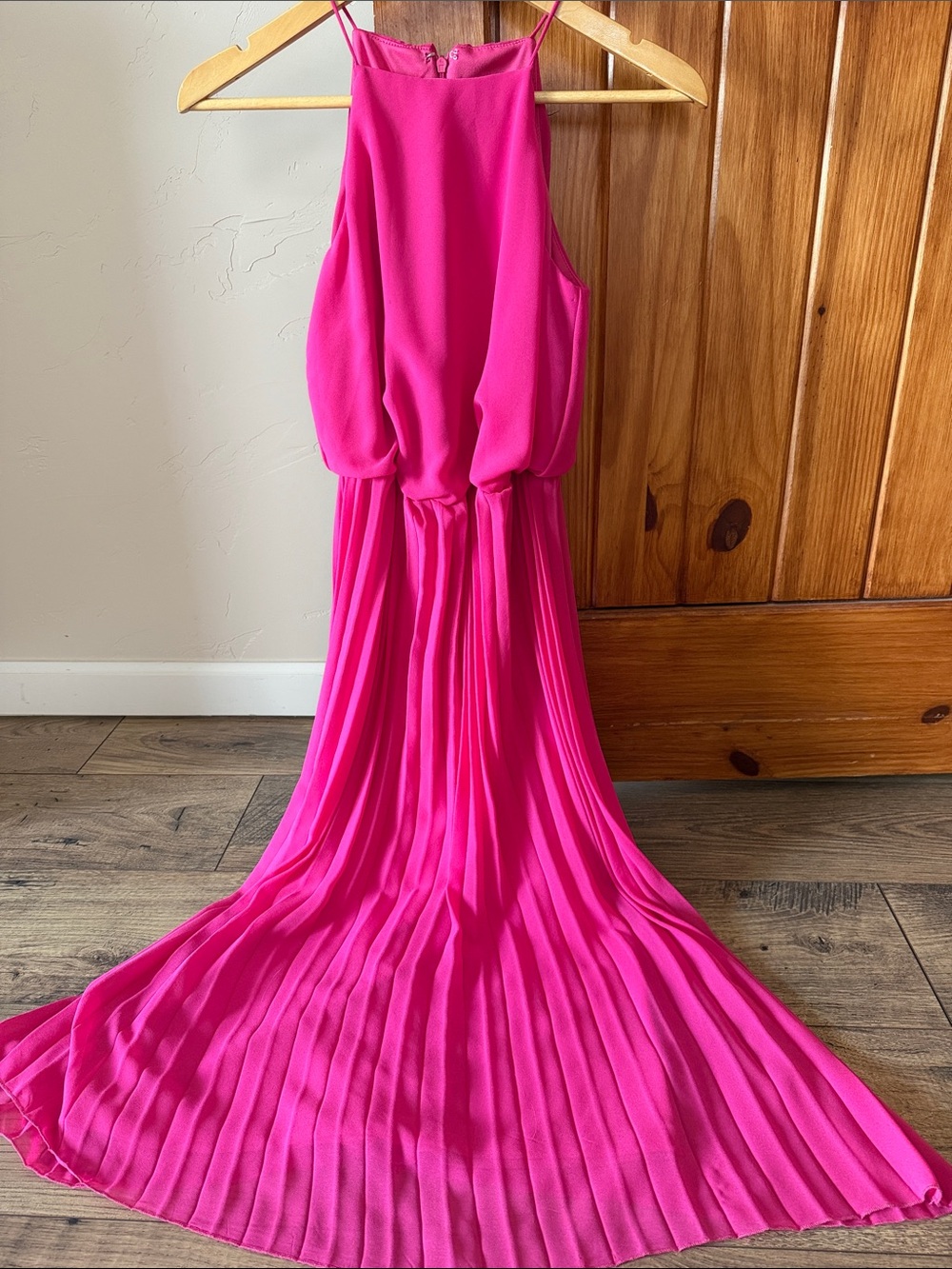 Sam Edelman Pleated Halter Midi Dress Fuchsia Pink - Size 0